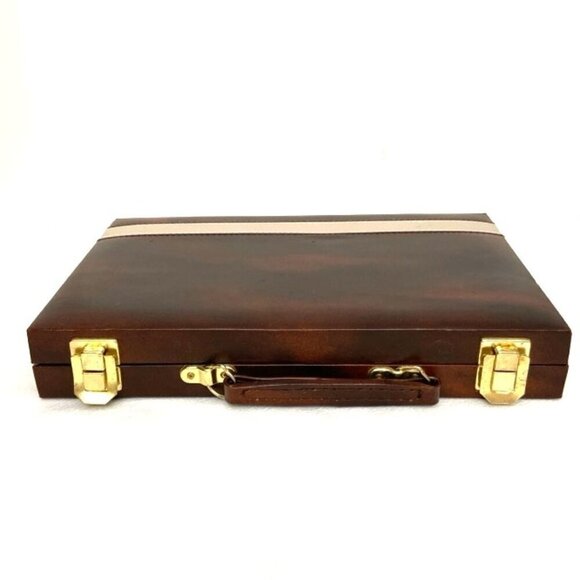 Backgammon Small Travel Compact Faux Leather Briefcase Suitcase - Picture 3 of 7